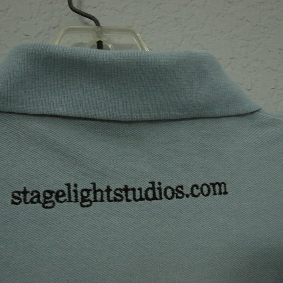 Mens Blue Polo Golf Logo'd Shirt XL Cotton Pole Dancer Collared 1/4 button front - Picture 12 of 15